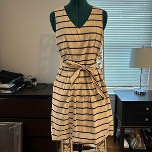 Signature Black and Cream Striped Mini Dress